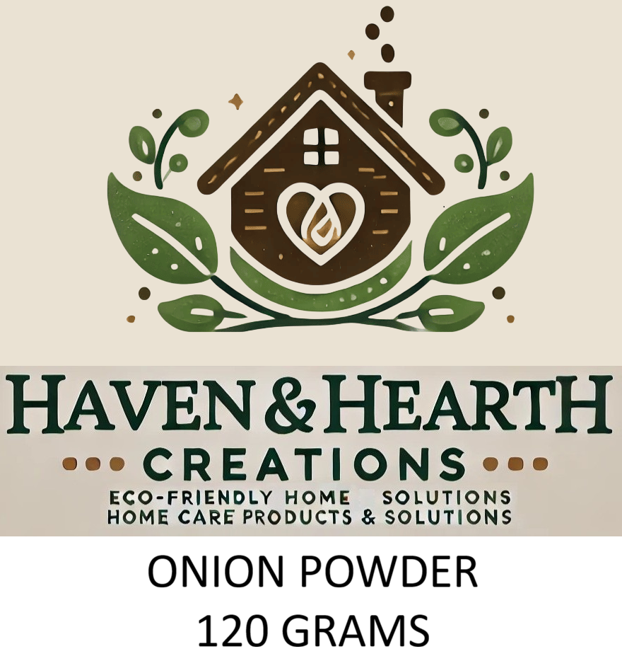 Organic Onion Powder | Pure & Finely Ground No Additives | Natural Flavor and Spice | 80g/120g/300g | Haven & Hearth Creations