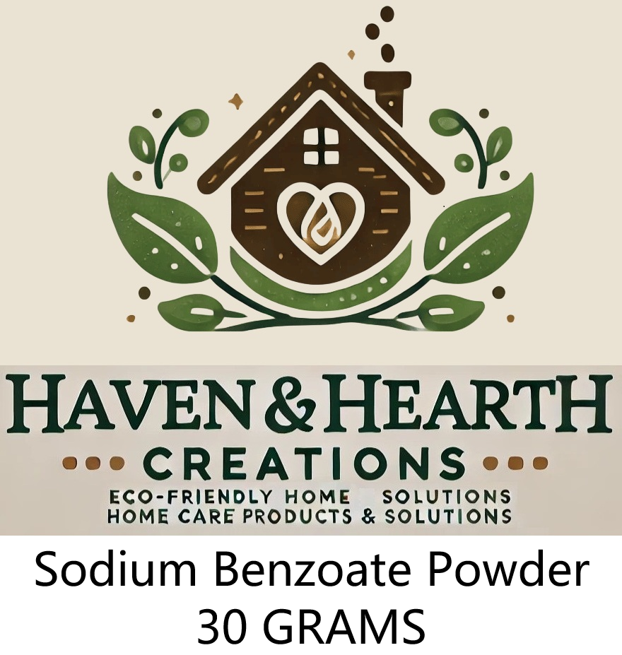 Food Grade Sodium Benzoate Powder | 100% Pure No Additives | 30g/50g/100g | Haven & Hearth Creations