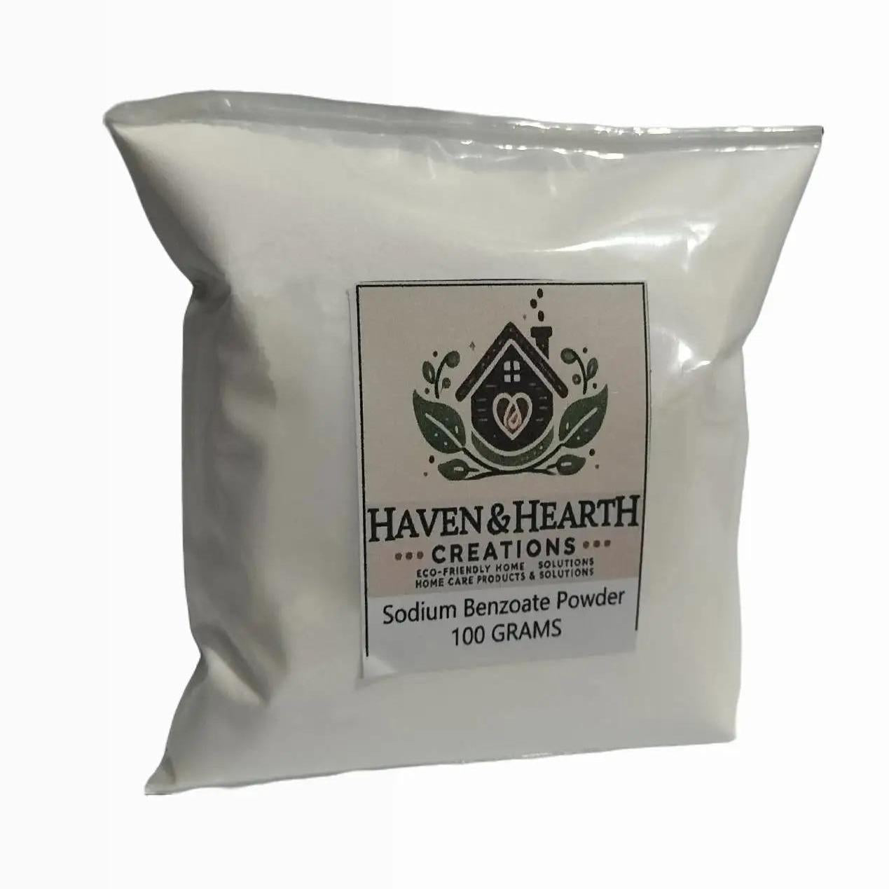 Food Grade Sodium Benzoate Powder | 100% Pure No Additives | 30g/50g/100g | Haven & Hearth Creations