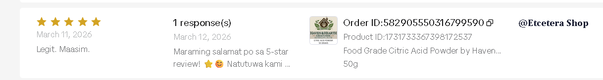 Food Grade Citric Acid Powder | 50g/100g/250g | Haven & Hearth Creations
