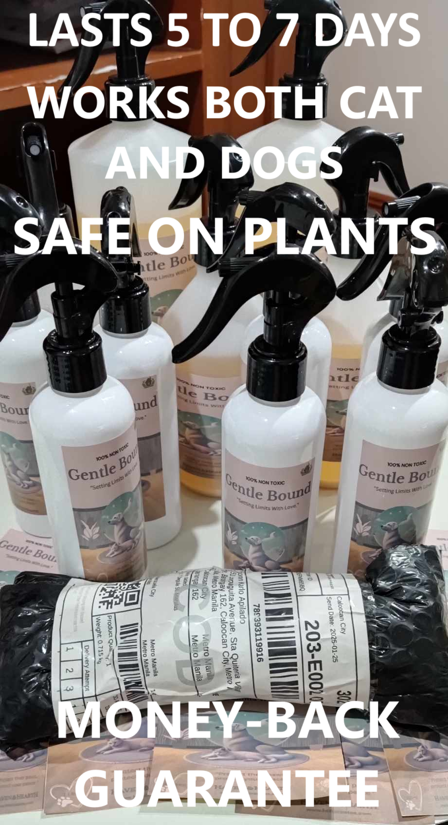 Gentle Bound Natural Cat and Dog Repellent Spray | 2x Stronger Formula  | Citronella Citrus Scent | 250ml/500ml/1000ml | Haven & Hearth Creations