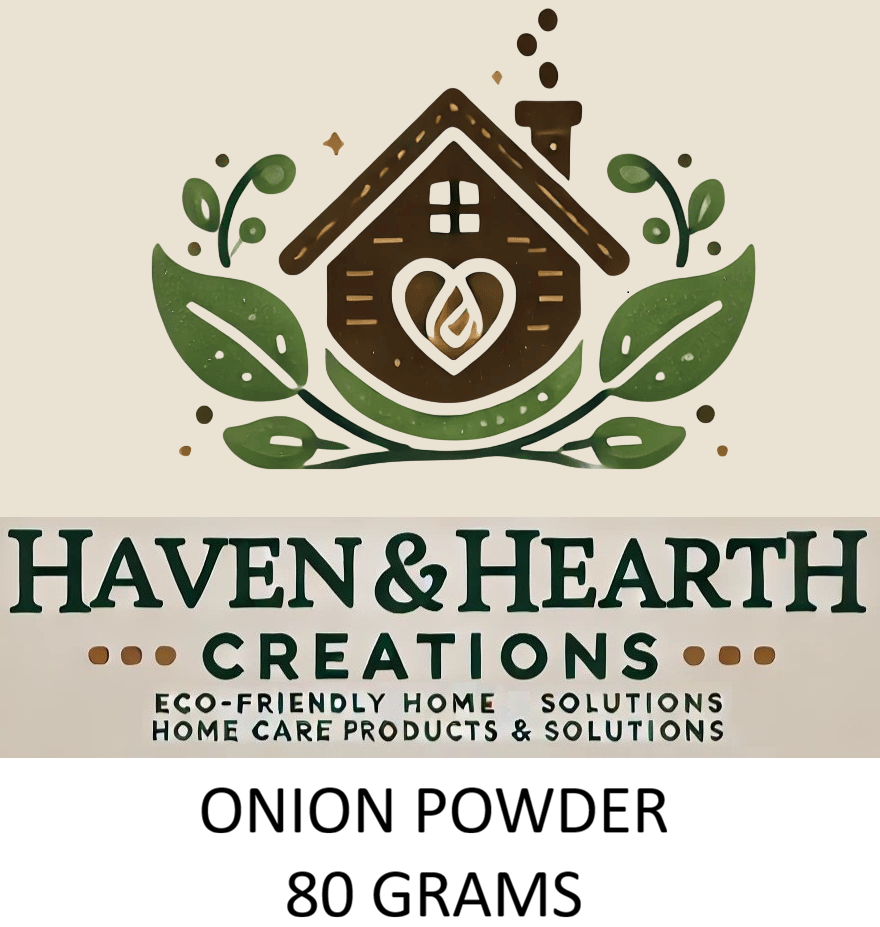 Organic Onion Powder | Pure & Finely Ground No Additives | Natural Flavor and Spice | 80g/120g/300g | Haven & Hearth Creations