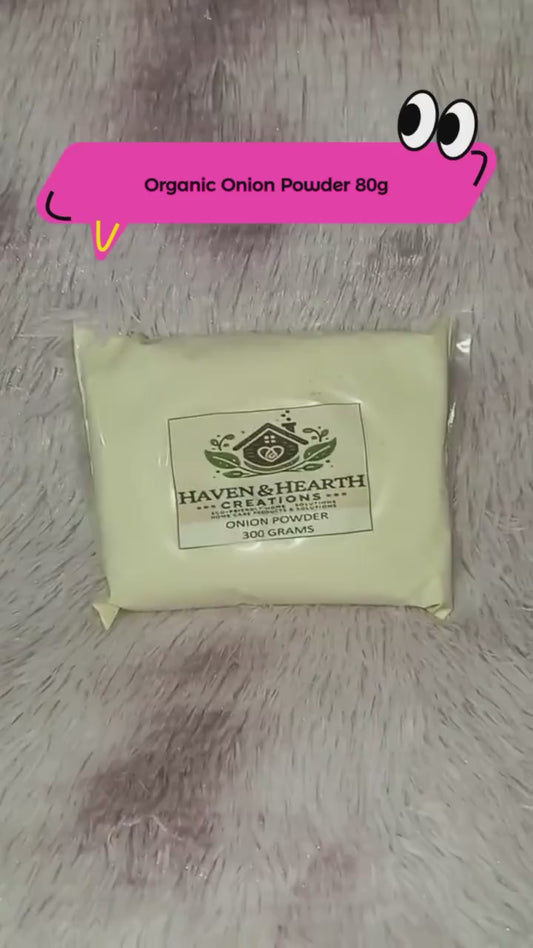 Organic Onion Powder | Pure & Finely Ground No Additives | Natural Flavor and Spice | 80g/120g/300g | Haven & Hearth Creations
