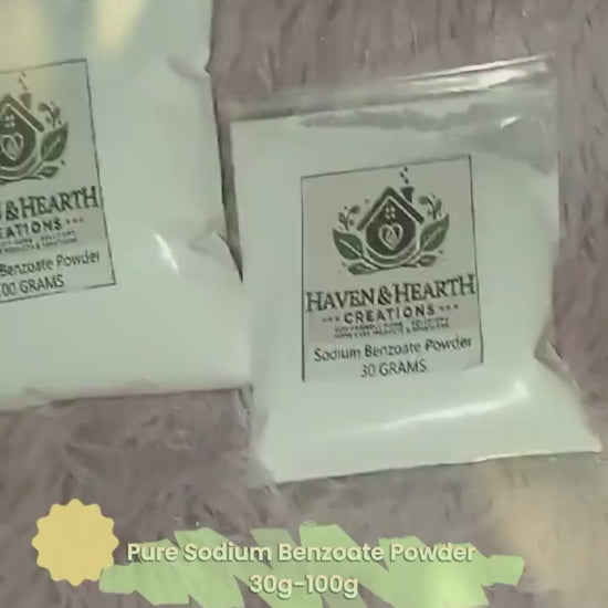 Food Grade Sodium Benzoate Powder | 100% Pure No Additives | 30g/50g/100g | Haven & Hearth Creations