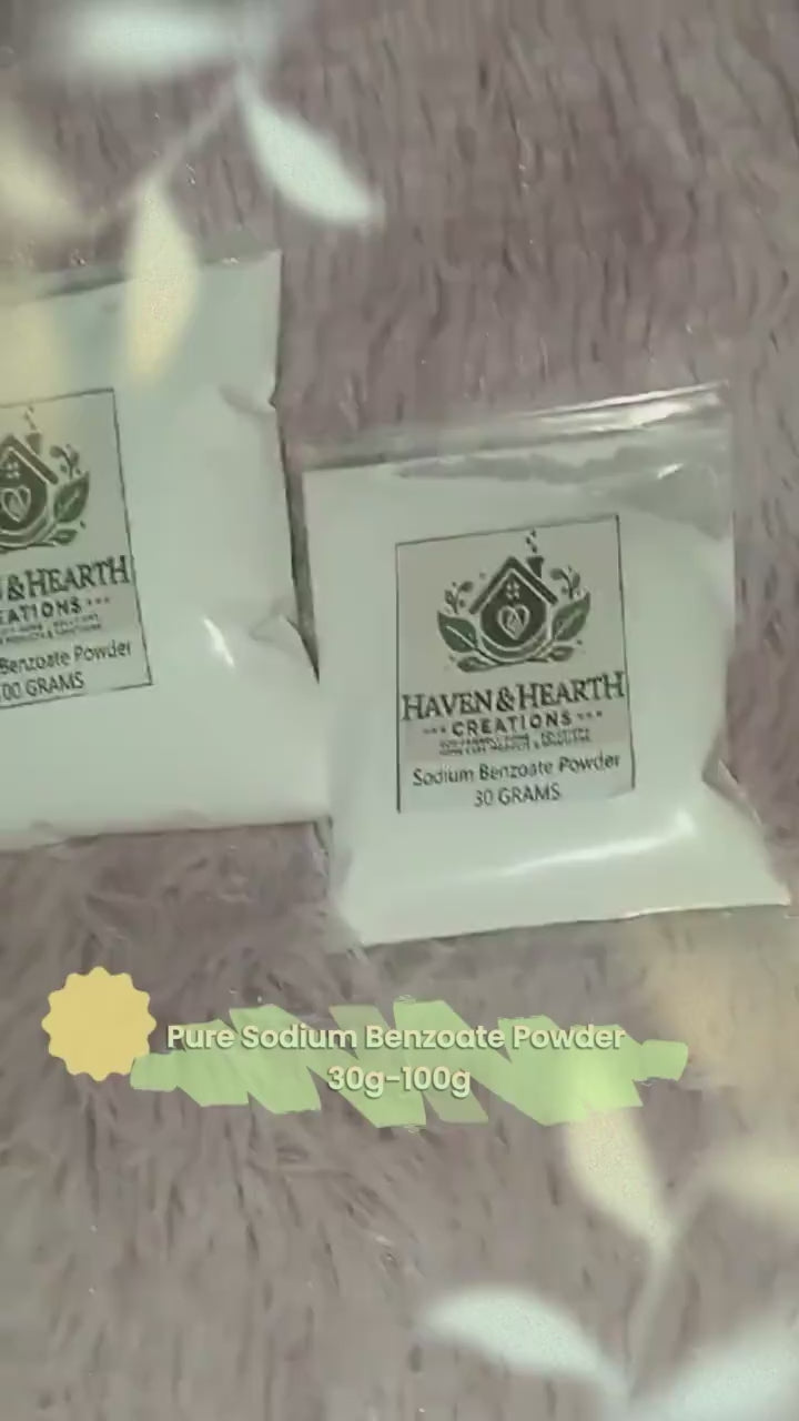 Food Grade Sodium Benzoate Powder | 100% Pure No Additives | 30g/50g/100g | Haven & Hearth Creations