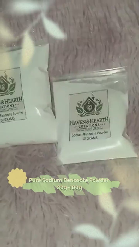 Food Grade Sodium Benzoate Powder | 100% Pure No Additives | 30g/50g/100g | Haven & Hearth Creations